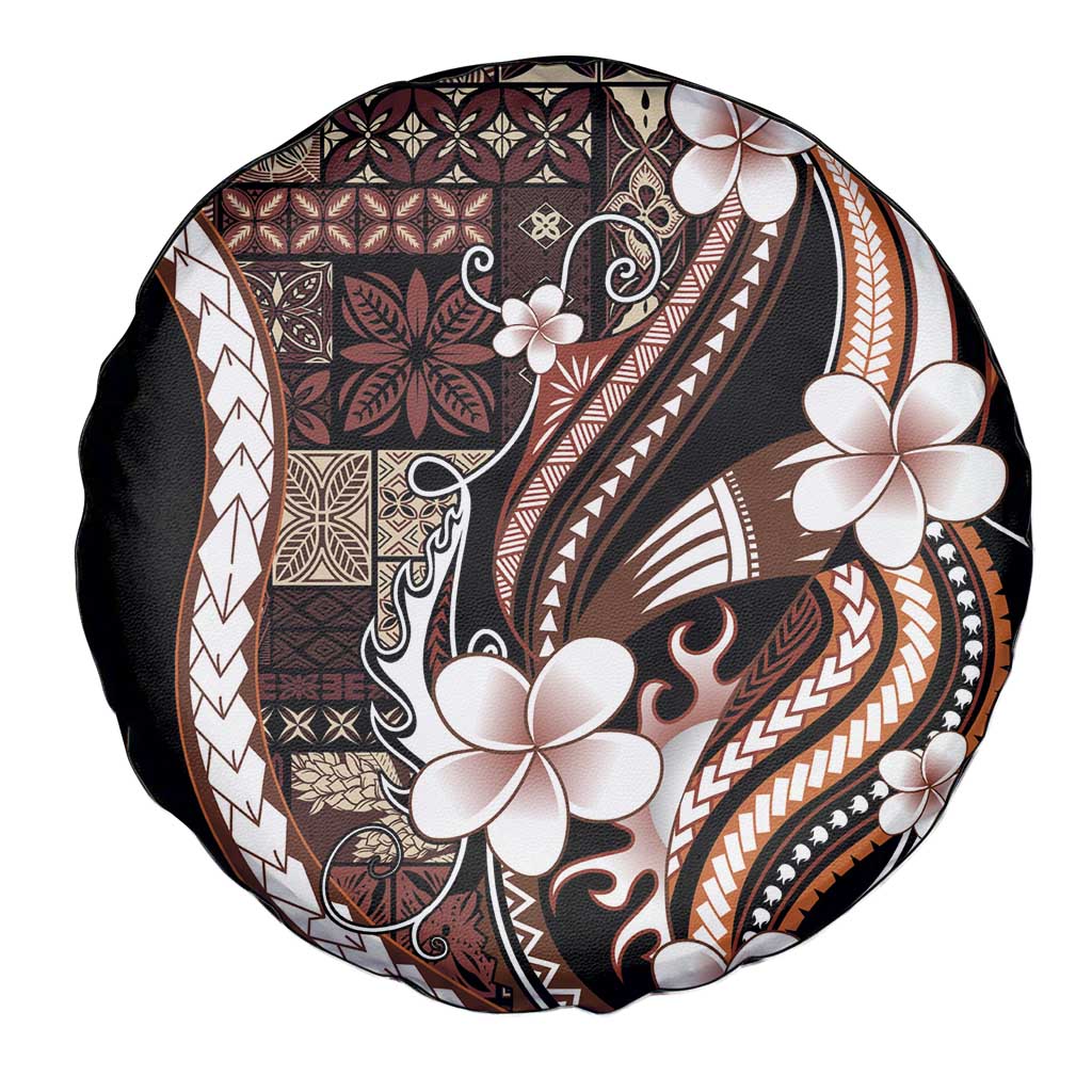 Samoa Siapo Tribal Pattern Spare Tire Cover Brown Polynesian Plumeria Tapa Motif LT9 - Polynesian Pride