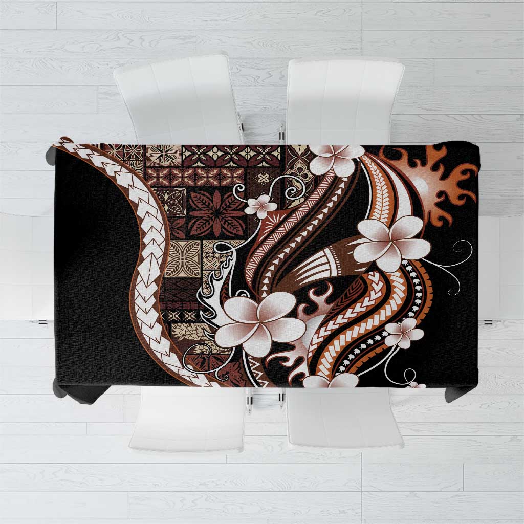 Samoa Siapo Tribal Pattern Tablecloth Brown Polynesian Plumeria Tapa Motif LT9 Brown - Polynesian Pride