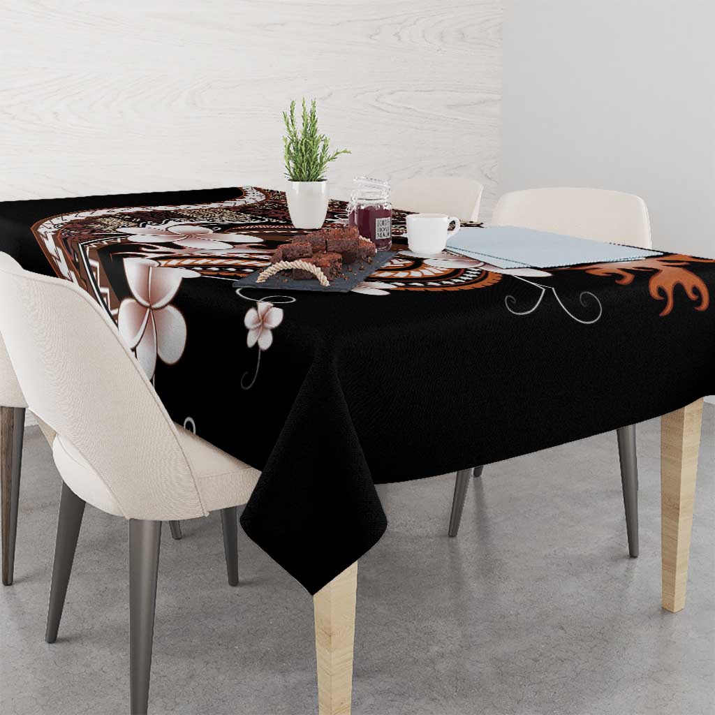 Samoa Siapo Tribal Pattern Tablecloth Brown Polynesian Plumeria Tapa Motif LT9 - Polynesian Pride