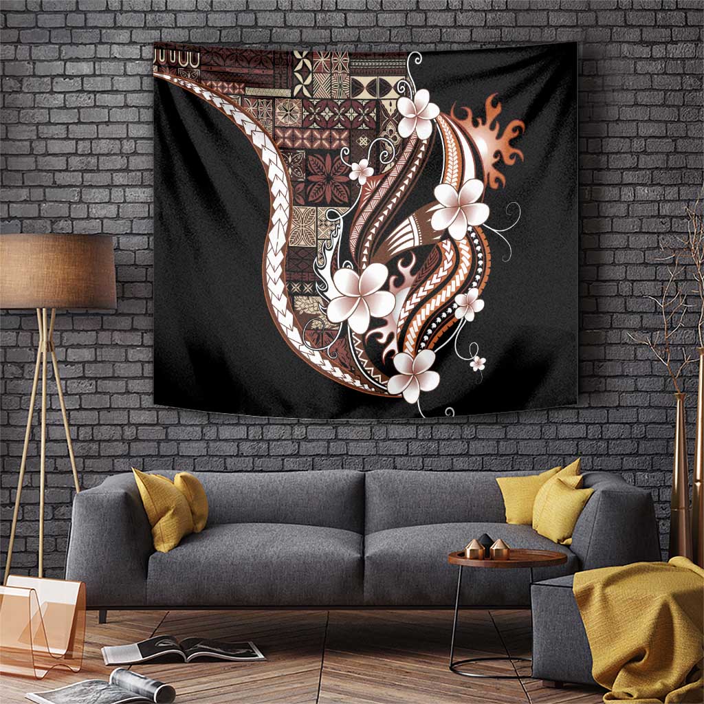 Samoa Siapo Tribal Pattern Tapestry Brown Polynesian Plumeria Tapa Motif LT9 Brown - Polynesian Pride