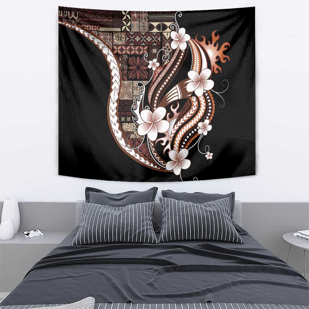 Samoa Siapo Tribal Pattern Tapestry Brown Polynesian Plumeria Tapa Motif LT9 - Polynesian Pride