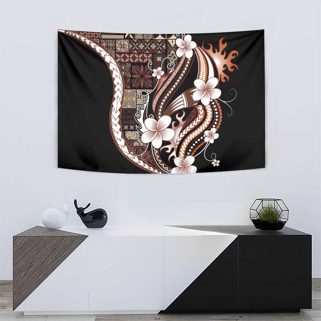Samoa Siapo Tribal Pattern Tapestry Brown Polynesian Plumeria Tapa Motif LT9 - Polynesian Pride