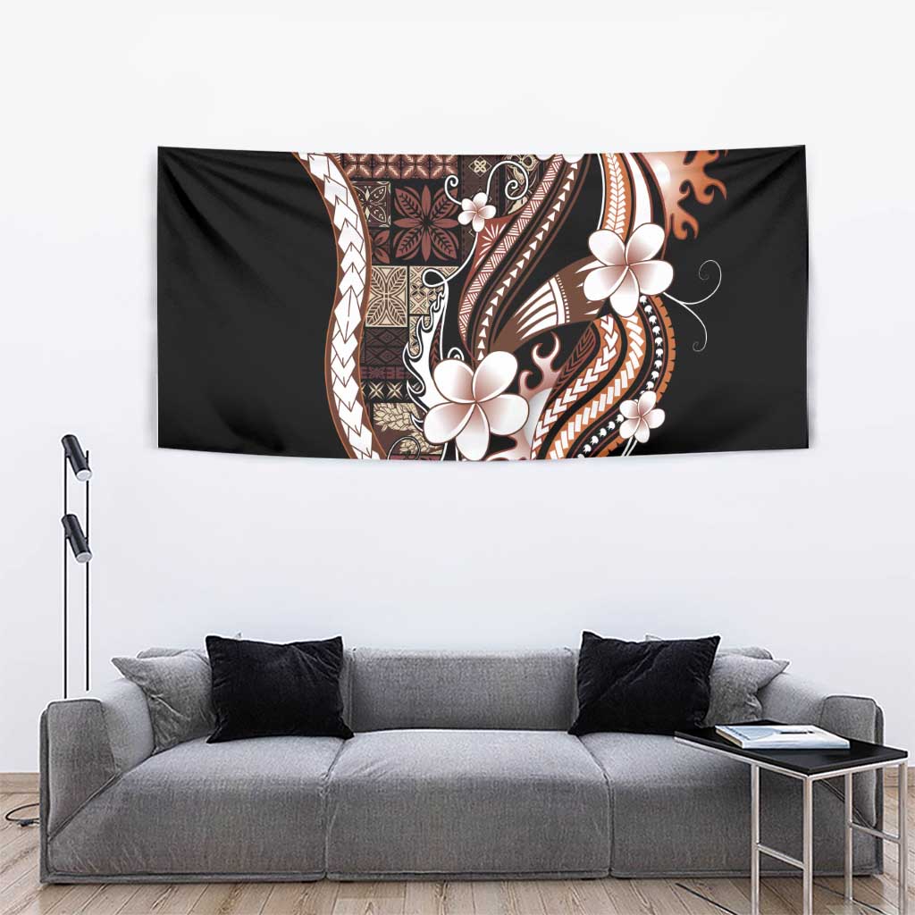 Samoa Siapo Tribal Pattern Tapestry Brown Polynesian Plumeria Tapa Motif LT9 - Polynesian Pride