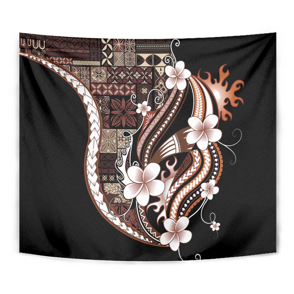 Samoa Siapo Tribal Pattern Tapestry Brown Polynesian Plumeria Tapa Motif LT9 - Polynesian Pride