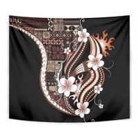 Samoa Siapo Tribal Pattern Tapestry Brown Polynesian Plumeria Tapa Motif LT9 - Polynesian Pride