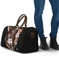 Samoa Siapo Tribal Pattern Travel Bag Brown Polynesian Plumeria Tapa Motif