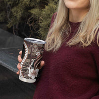 Samoa Siapo Tribal Pattern Tumbler Cup Brown Polynesian Plumeria Tapa Motif LT9 - Polynesian Pride