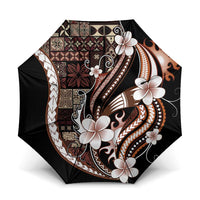 Samoa Siapo Tribal Pattern Umbrella Brown Polynesian Plumeria Tapa Motif