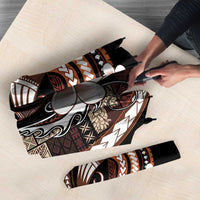 Samoa Siapo Tribal Pattern Umbrella Brown Polynesian Plumeria Tapa Motif