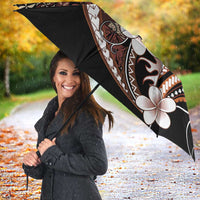 Samoa Siapo Tribal Pattern Umbrella Brown Polynesian Plumeria Tapa Motif