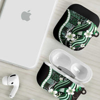 Samoa Siapo Tribal Pattern AirPods Case Forest Green Polynesian Plumeria Tapa Motif