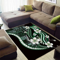 Samoa Siapo Tribal Pattern Area Rug Forest Green Polynesian Plumeria Tapa Motif LT9 - Polynesian Pride