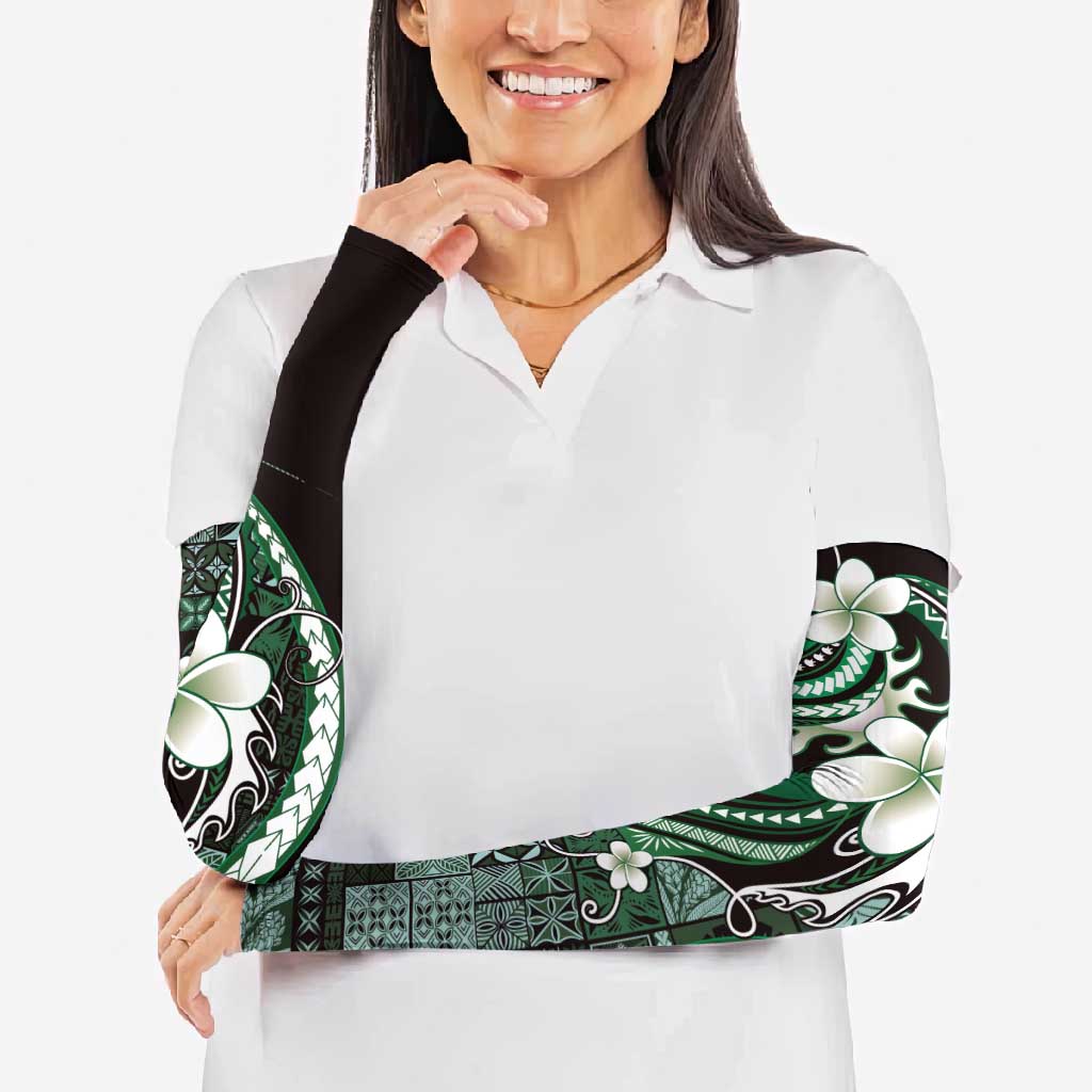 Samoa Siapo Tribal Pattern Arm Sleeves Forest Green Polynesian Plumeria Tapa Motif LT9 - Polynesian Pride