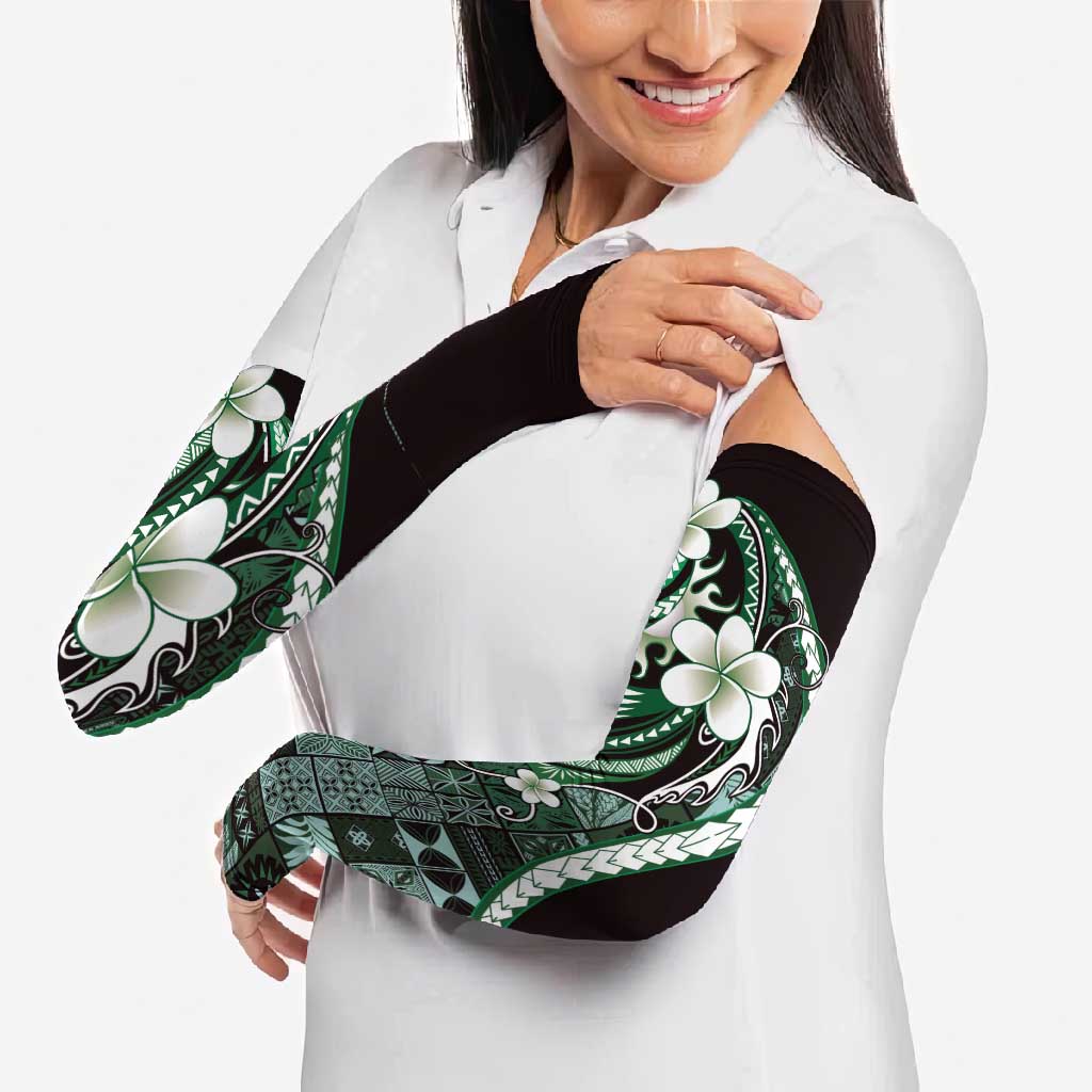 Samoa Siapo Tribal Pattern Arm Sleeves Forest Green Polynesian Plumeria Tapa Motif LT9 - Polynesian Pride