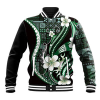 Samoa Siapo Tribal Pattern Baseball Jacket Forest Green Polynesian Plumeria Tapa Motif LT9 Unisex Green - Polynesian Pride
