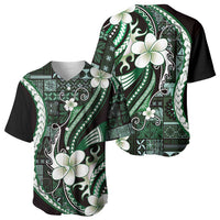 Samoa Siapo Tribal Pattern Baseball Jersey Forest Green Polynesian Plumeria Tapa Motif LT9 - Polynesian Pride