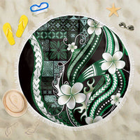 Samoa Siapo Tribal Pattern Beach Blanket Forest Green Polynesian Plumeria Tapa Motif LT9 One Size 150cm Green - Polynesian Pride