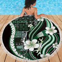 Samoa Siapo Tribal Pattern Beach Blanket Forest Green Polynesian Plumeria Tapa Motif LT9 - Polynesian Pride