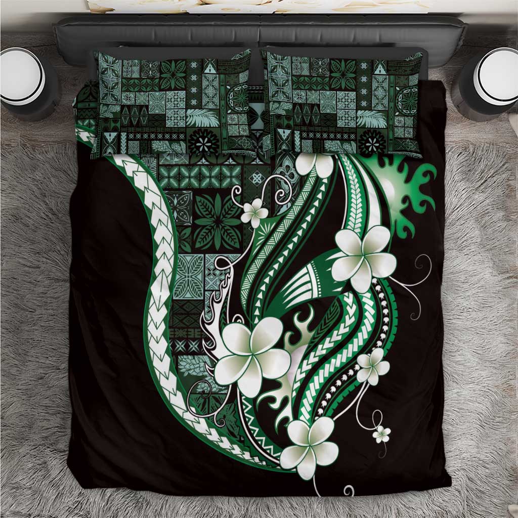 Samoa Siapo Tribal Pattern Bedding Set Forest Green Polynesian Plumeria Tapa Motif LT9 Green - Polynesian Pride