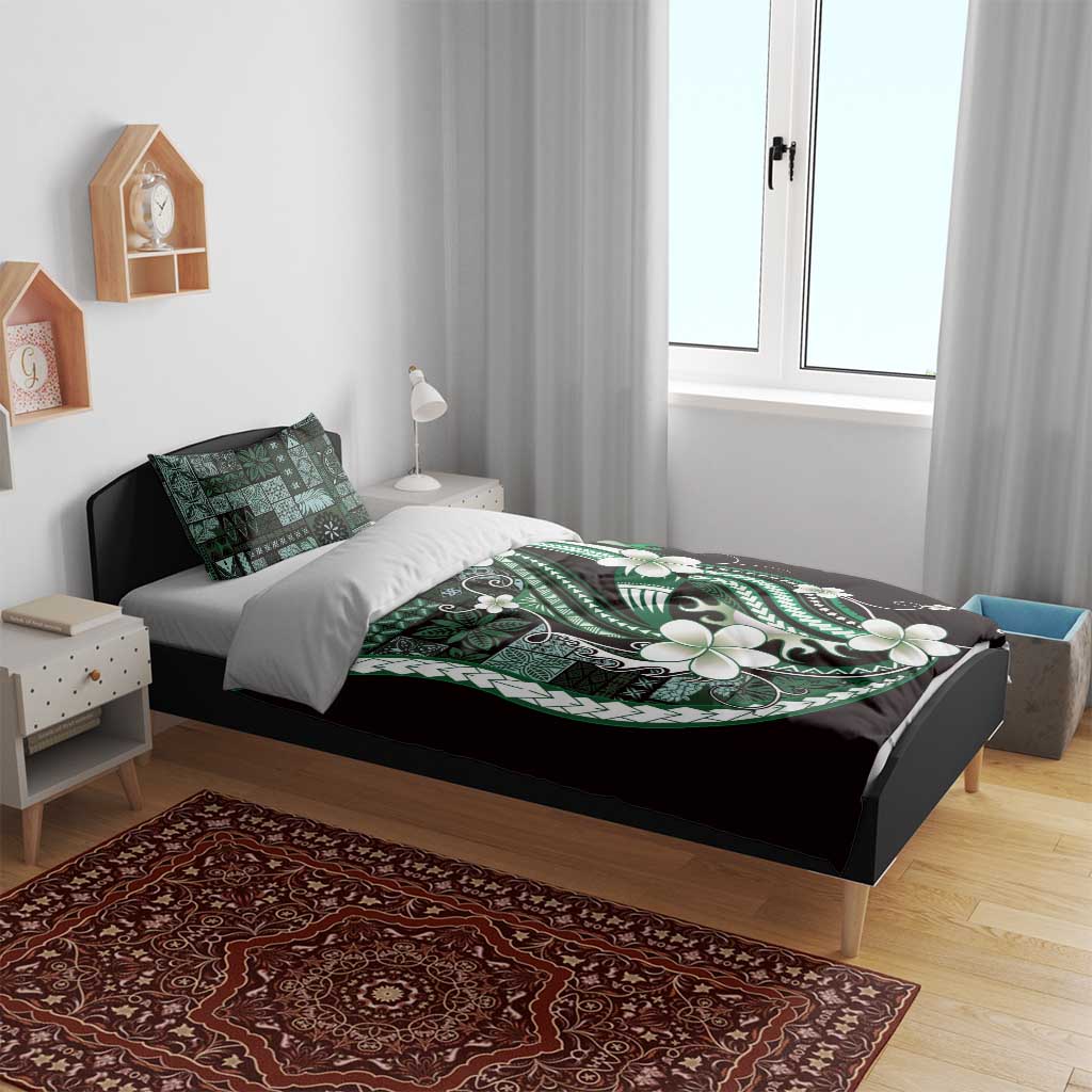 Samoa Siapo Tribal Pattern Bedding Set Forest Green Polynesian Plumeria Tapa Motif LT9 - Polynesian Pride