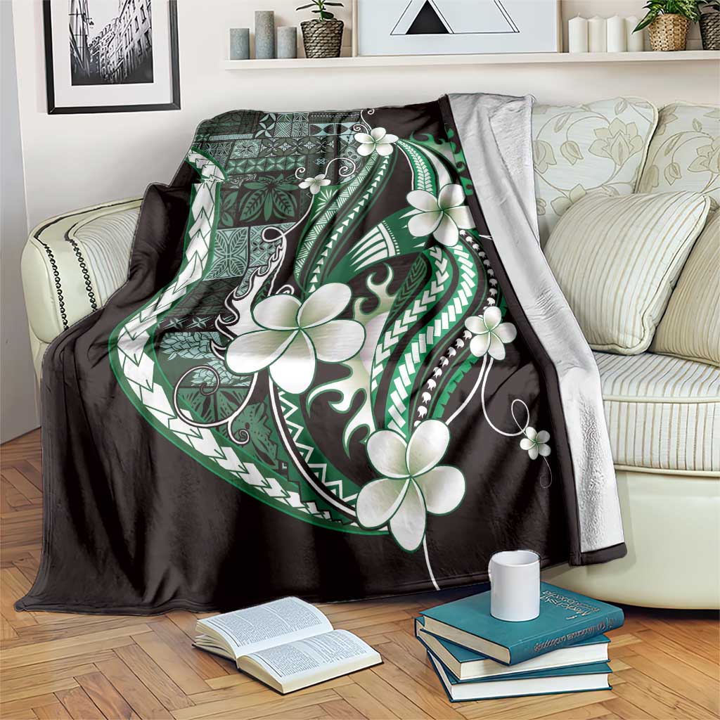 Samoa Siapo Tribal Pattern Blanket Forest Green Polynesian Plumeria Tapa Motif LT9 Green - Polynesian Pride