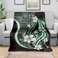 Samoa Siapo Tribal Pattern Blanket Forest Green Polynesian Plumeria Tapa Motif LT9 - Polynesian Pride