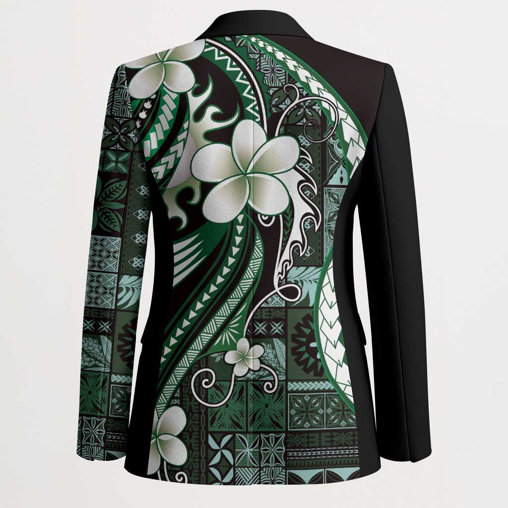 Samoa Siapo Tribal Pattern Blazer Forest Green Polynesian Plumeria Tapa Motif LT9 - Polynesian Pride