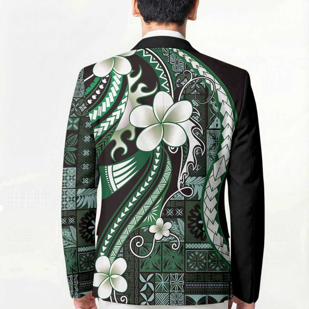 Samoa Siapo Tribal Pattern Blazer Forest Green Polynesian Plumeria Tapa Motif LT9 - Polynesian Pride