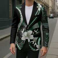 Samoa Siapo Tribal Pattern Blazer Forest Green Polynesian Plumeria Tapa Motif LT9 - Polynesian Pride