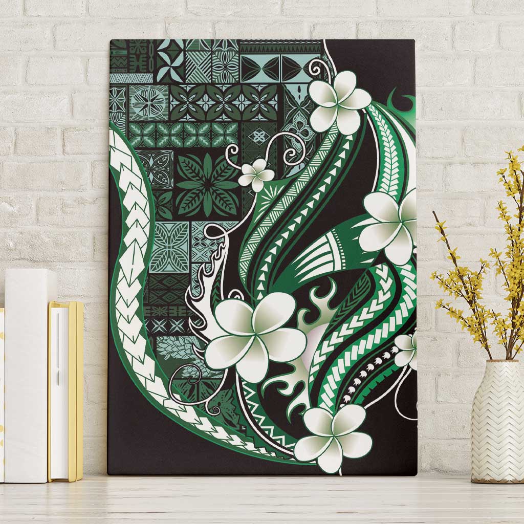 Samoa Siapo Tribal Pattern Canvas Wall Art Forest Green Polynesian Plumeria Tapa Motif LT9 Without Frame Green - Polynesian Pride