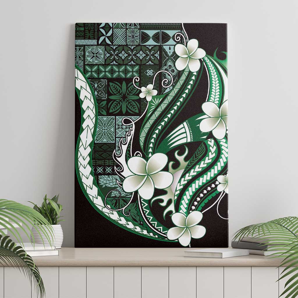 Samoa Siapo Tribal Pattern Canvas Wall Art Forest Green Polynesian Plumeria Tapa Motif LT9 - Polynesian Pride