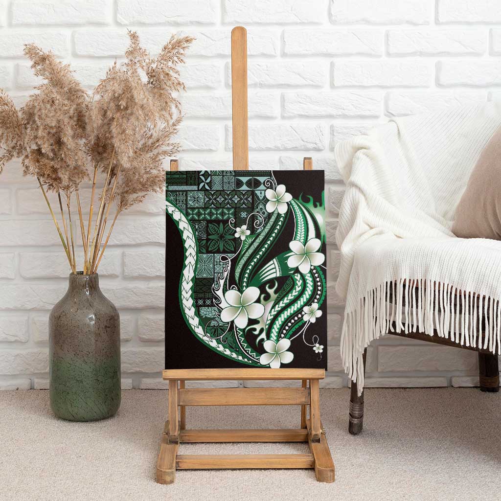 Samoa Siapo Tribal Pattern Canvas Wall Art Forest Green Polynesian Plumeria Tapa Motif LT9 - Polynesian Pride