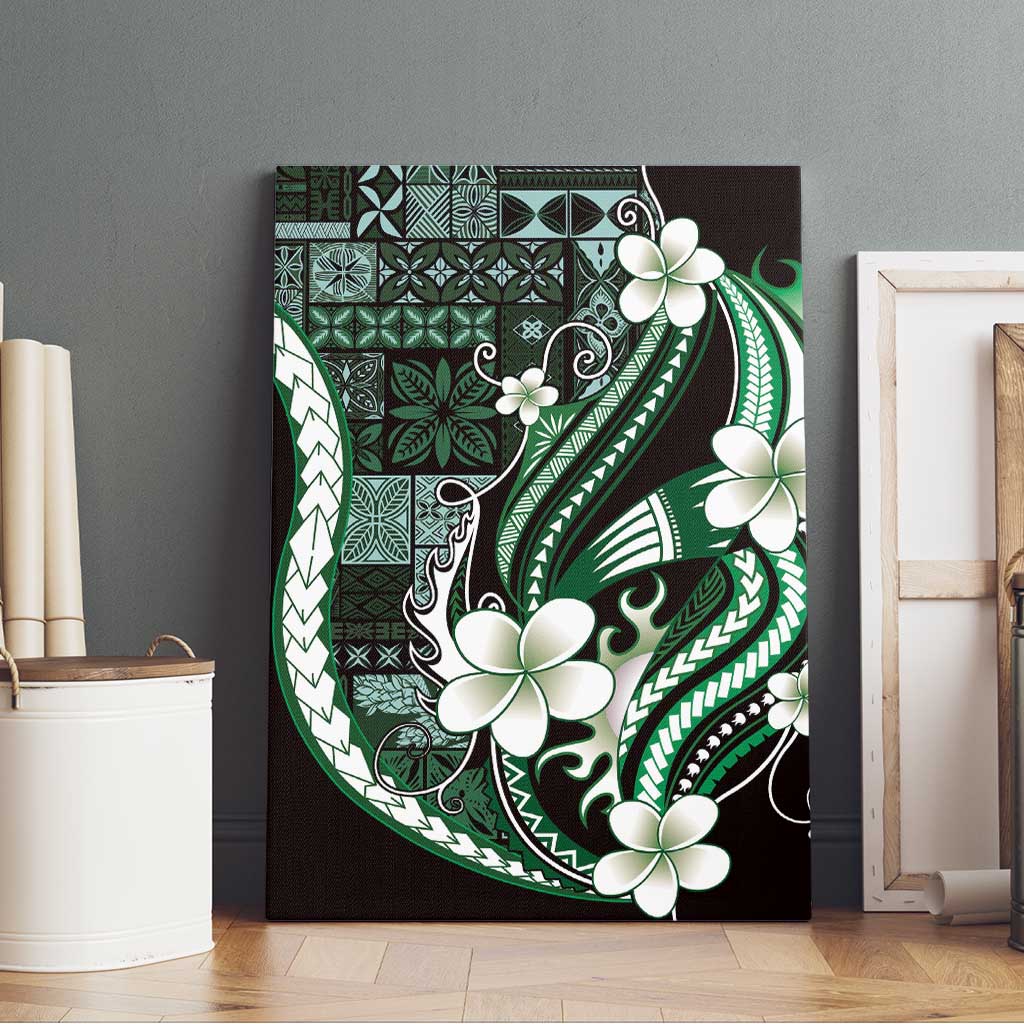 Samoa Siapo Tribal Pattern Canvas Wall Art Forest Green Polynesian Plumeria Tapa Motif LT9 - Polynesian Pride