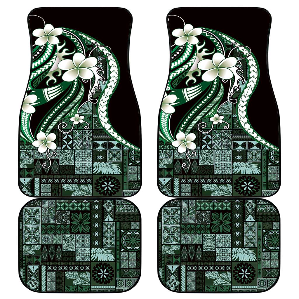 Samoa Siapo Tribal Pattern Car Mats Forest Green Polynesian Plumeria Tapa Motif LT9 - Polynesian Pride