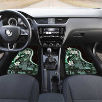 Samoa Siapo Tribal Pattern Car Mats Forest Green Polynesian Plumeria Tapa Motif LT9 Set 2pcs - Front Green - Polynesian Pride