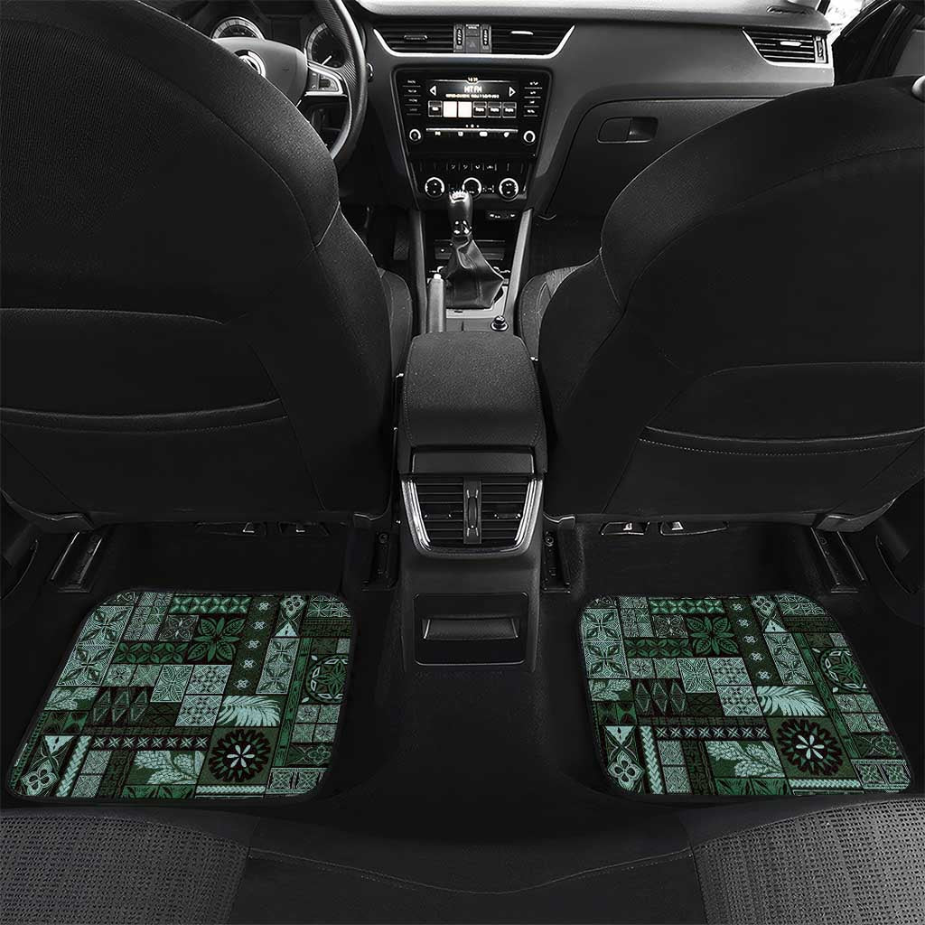 Samoa Siapo Tribal Pattern Car Mats Forest Green Polynesian Plumeria Tapa Motif LT9 Set 2pcs - Back Green - Polynesian Pride