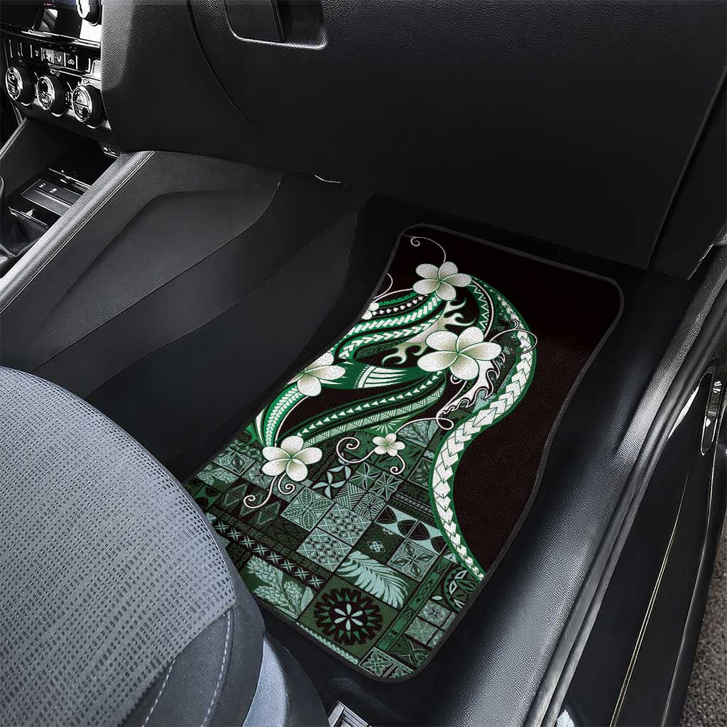 Samoa Siapo Tribal Pattern Car Mats Forest Green Polynesian Plumeria Tapa Motif LT9 - Polynesian Pride