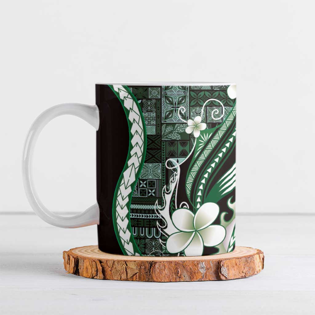 Samoa Siapo Tribal Pattern Ceramic Mug Forest Green Polynesian Plumeria Tapa Motif LT9 Green - Polynesian Pride