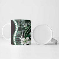 Samoa Siapo Tribal Pattern Ceramic Mug Forest Green Polynesian Plumeria Tapa Motif LT9 - Polynesian Pride