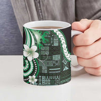 Samoa Siapo Tribal Pattern Ceramic Mug Forest Green Polynesian Plumeria Tapa Motif LT9 - Polynesian Pride