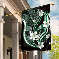 Samoa Siapo Tribal Pattern Garden Flag Forest Green Polynesian Plumeria Tapa Motif LT9 House Flag Green - Polynesian Pride