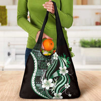 Samoa Siapo Tribal Pattern Grocery Bag Forest Green Polynesian Plumeria Tapa Motif LT9 - Polynesian Pride