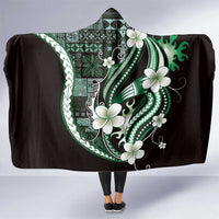 Samoa Siapo Tribal Pattern Hooded Blanket Forest Green Polynesian Plumeria Tapa Motif LT9 One Size Green - Polynesian Pride