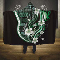 Samoa Siapo Tribal Pattern Hooded Blanket Forest Green Polynesian Plumeria Tapa Motif LT9 - Polynesian Pride