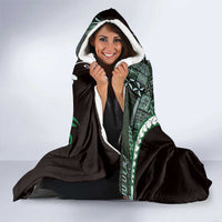 Samoa Siapo Tribal Pattern Hooded Blanket Forest Green Polynesian Plumeria Tapa Motif LT9 - Polynesian Pride