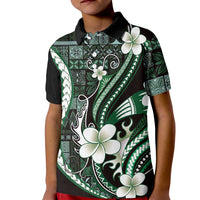 Samoa Siapo Tribal Pattern Kid Polo Shirt Forest Green Polynesian Plumeria Tapa Motif LT9 Kid Green - Polynesian Pride