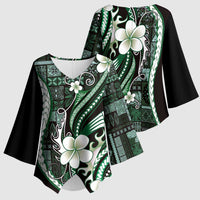 Samoa Siapo Tribal Pattern Kimono Sleeve Blouse Forest Green Polynesian Plumeria Tapa Motif LT9 - Polynesian Pride