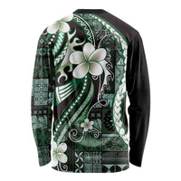 Samoa Siapo Tribal Pattern Long Sleeve Shirt Forest Green Polynesian Plumeria Tapa Motif LT9 - Polynesian Pride