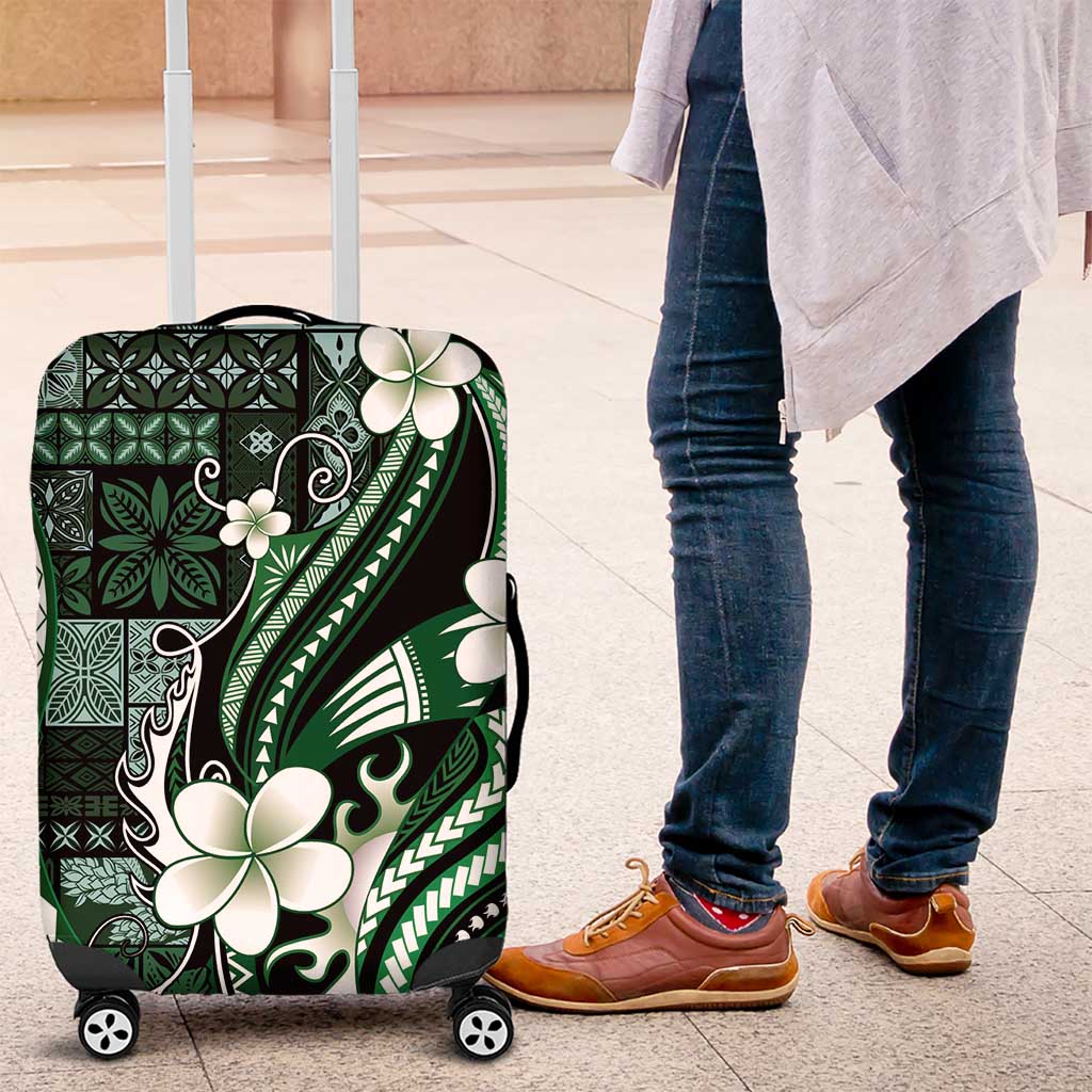 Samoa Siapo Tribal Pattern Luggage Cover Forest Green Polynesian Plumeria Tapa Motif LT9 Green - Polynesian Pride