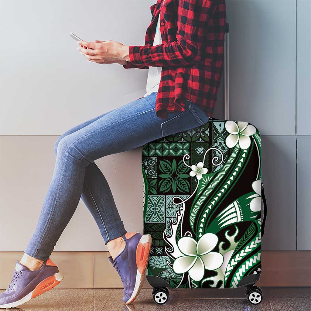Samoa Siapo Tribal Pattern Luggage Cover Forest Green Polynesian Plumeria Tapa Motif LT9 - Polynesian Pride